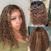 12 Inch Highlight Blonde Wear and Go Glueless Curly Bob Wig Human Hair Pre Plucked,Water Wave No Glue Bob Wigs,Pre cut HD Lace Front Wigs Human Hair Natural Hairline for Women 200% Density view 3