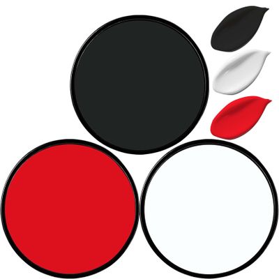 3 Pcs White Black Face Paint - Water Based Face Painting Kit for Joker Zombie Clown Costume Special Effects Makeup