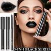 3 PCS Black Matte Liquid Lipstick and Lipliner Set,High Pigmented Matte Lipstick Lipgloss Black Lip Liner Set Long Lasting Waterproof Velvet Liquid Lip Gloss Stain Set for Halloween Gothic Makeup view 2