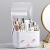LINFIDITE Cosmetic Storage Box with Lid and 360Rotating Makeup Brush Holder view 2