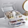 LINFIDITE Cosmetic Storage Box with Lid and 360Rotating Makeup Brush Holder view 3