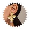 YienDoo Boho Big Flower Drop Earrings Vintage Gold Floral Petal Dangle Earrings Statement French Flower Pearl Drop Earrings Studs Wedding Bridesmaid Earrings Jewelry for Women view 1