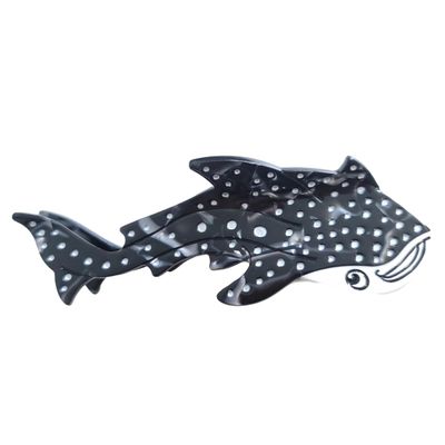 Whale Shark Hair Clip,Cellulose Acetate Hair Clips,Big Claw Clips for Women,Hair Accessories,Black