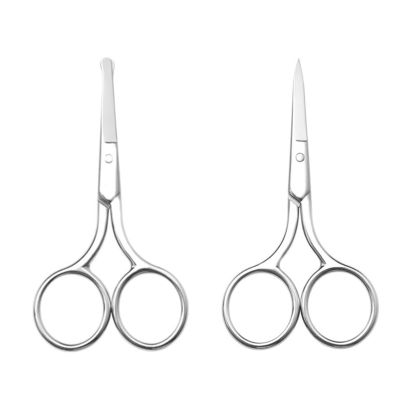YSJJZRL Sharp Tip/Rounded Eyebrow Scissors Stainless Steel Scissors For Eyebrow, Nose Hair, Mustache, Beard (2 Pcs-Sharp Tip/Rounded)