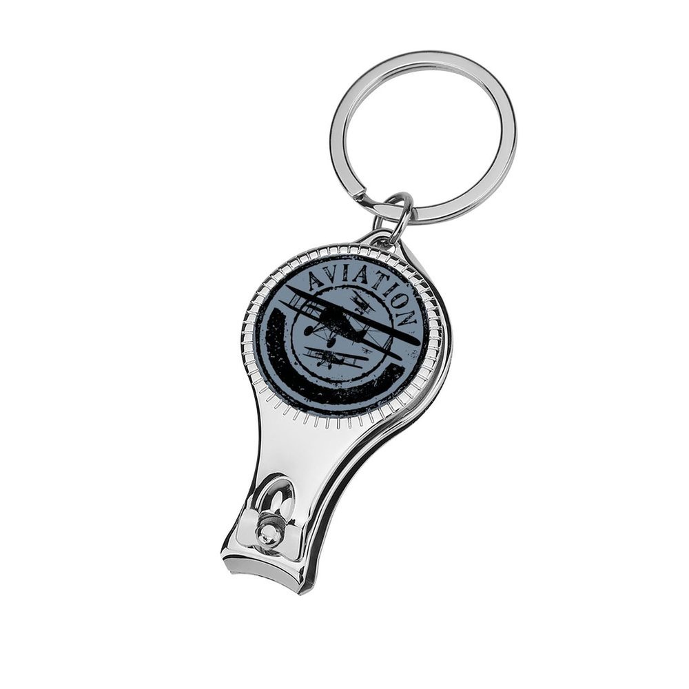 Aviation and Airplane Stamp Silhouettes Fingernail Clipper Metal Fingernail Cutters Portable Nail Clipper with Nail File