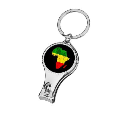 Africa Map Reggae Rasta Fingernail Clipper Metal Fingernail Cutters Portable Nail Clipper with Nail File