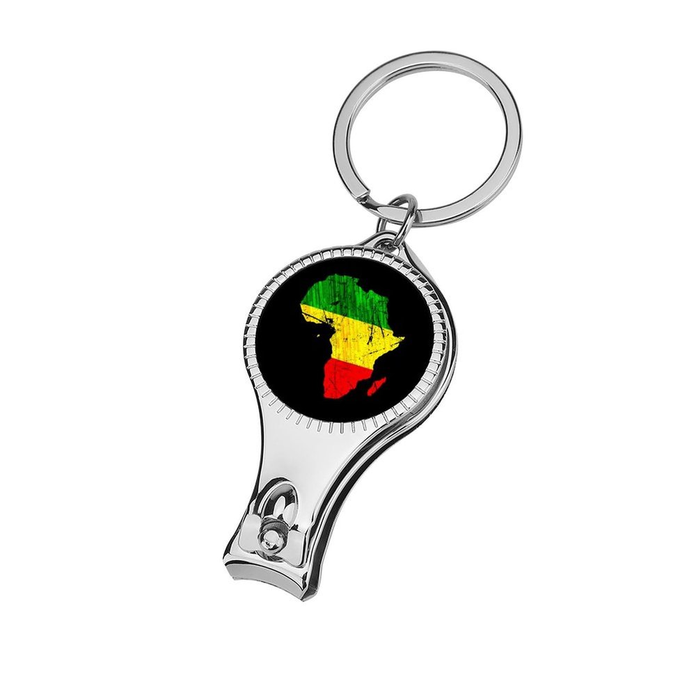 Africa Map Reggae Rasta Fingernail Clipper Metal Fingernail Cutters Portable Nail Clipper with Nail File