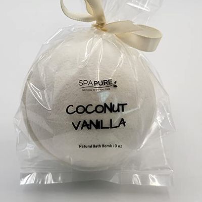 3 Luxury Bath Bomb Fizzies, Large, Handmade in The USA with Shea, Mango & Cocoa Butter, Ultra Moisturizing, Great for Dry Skin, All Skin Types (Free Sample Sugar Scrub) (Coconut Vanilla)