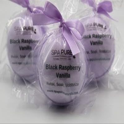 3 Luxury Bath Bomb Fizzies, Large, Handmade in The USA with Shea, Mango & Cocoa Butter, Ultra Moisturizing, Great for Dry Skin, All Skin Types (Free Sample Sugar Scrub) (Black Raspberry Vanilla)