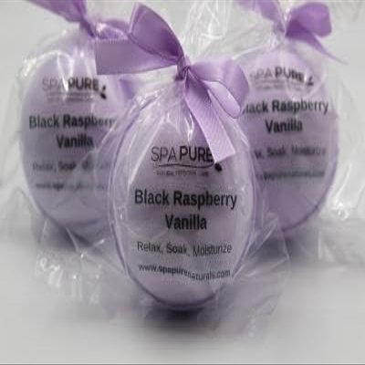 3 Luxury Bath Bomb Fizzies, Large, Handmade in The USA with Shea, Mango & Cocoa Butter, Ultra Moisturizing, Great for Dry Skin, All Skin Types (Free Sample Sugar Scrub) (Black Raspberry Vanilla)