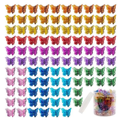 100 Pieces Assorted Color Butterfly Hair Clips, Beautiful Mini Butterfly Hair Clips Hair Accessories for Women and Girls (Transparent color)
