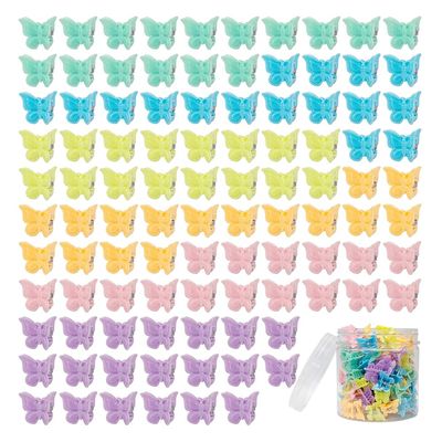 100 Pieces Assorted Color Butterfly Hair Clips, Beautiful Mini Butterfly Hair Clips Hair Accessories for Women and Girls (Macarons)