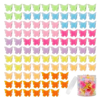 100 Pieces Assorted Color Butterfly Hair Clips, Beautiful Mini Butterfly Hair Clips Hair Accessories for Women and Girls (Jelly color)