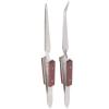 2Pcs Stainless Steel Curved Pointed Craft Tweezer, Lock Tweezer Fixed Jewelry Soldering Pointed Straight Curved Tip DIY Craft Tool Craft Tweezers for Jewelry Nail Art view 1