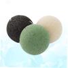 Cabilock 3pcs Natural Facial Cleansing Sponges Round Shape for Gentle Daily Exfoliation and Skin Care Black Green White and Biodegradable Face Wash Tools view 4