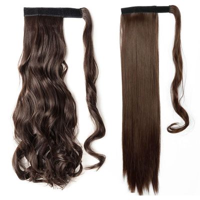 17''23'' Long Straight Ponytail Wrap Around Ponytail Clip In Hair Extensions Natural Hairpiece Headwear Synthetic Hair