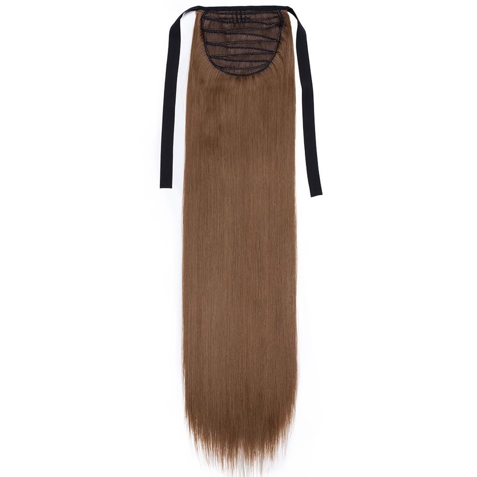 18/22'' 30-Inch Synthetic Hair Fiber Heat-Resistant Straight Hair With Ponytail Fake Hair Chip-In Hair Extensions Ponytail Tail
