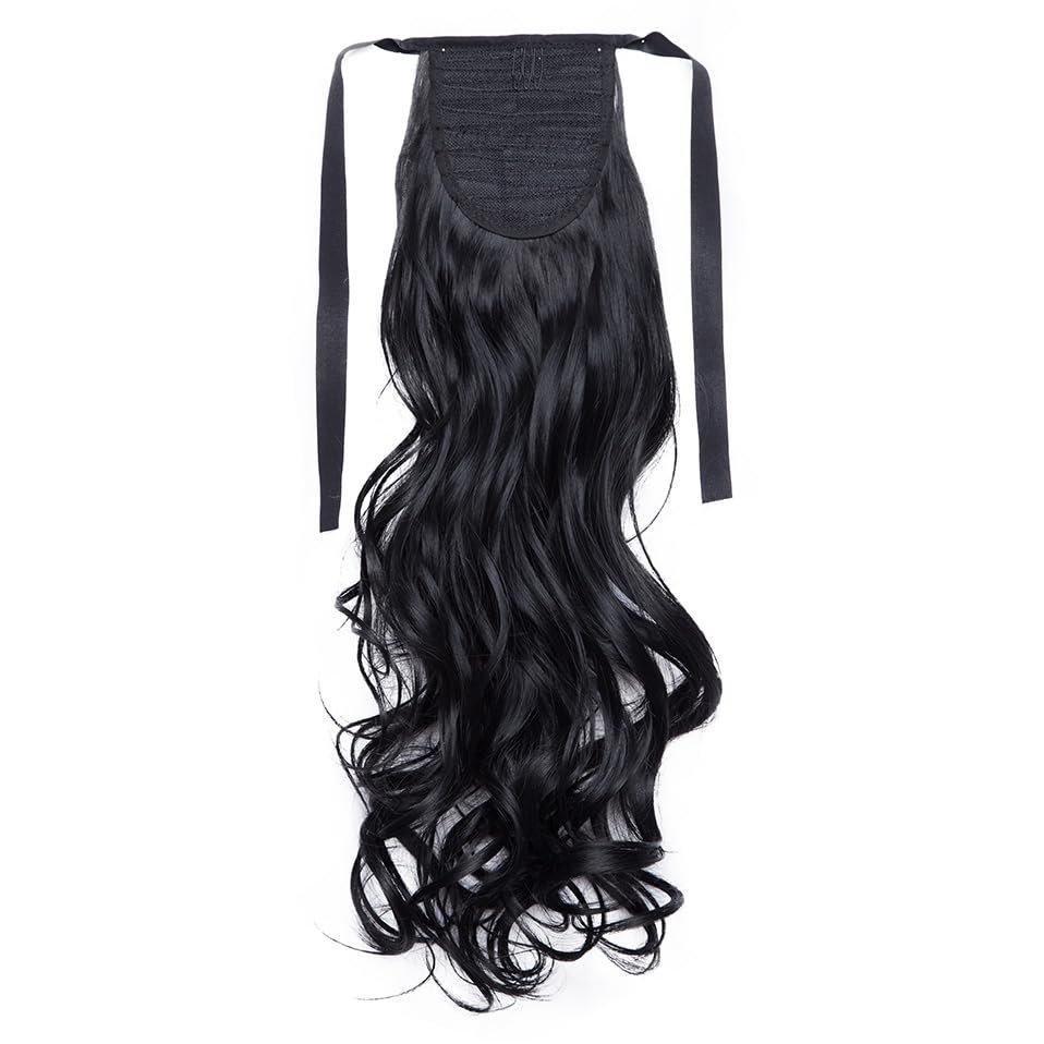 18/22'' 30-Inch Synthetic Hair Fiber Heat-Resistant Straight Hair With Ponytail Fake Hair Chip-In Hair Extensions Ponytail Tail