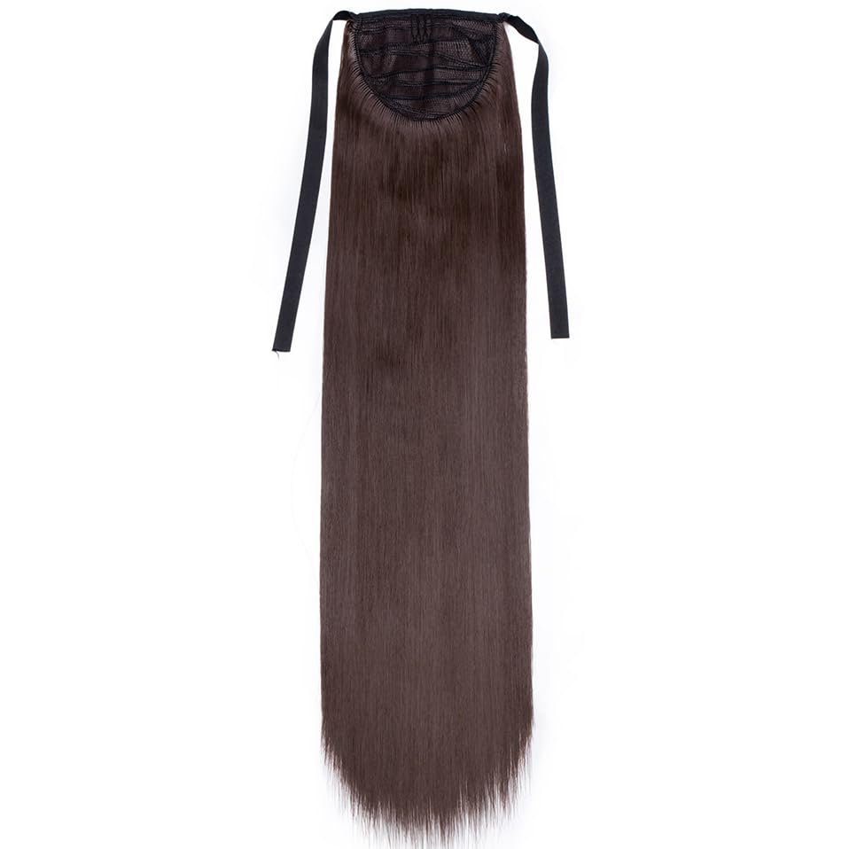 18/22'' 30-Inch Synthetic Hair Fiber Heat-Resistant Straight Hair With Ponytail Fake Hair Chip-In Hair Extensions Ponytail Tail