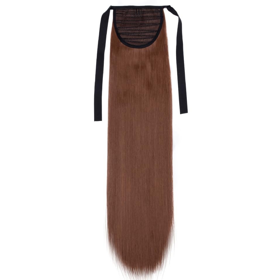 18/22'' 30-Inch Synthetic Hair Fiber Heat-Resistant Straight Hair With Ponytail Fake Hair Chip-In Hair Extensions Ponytail Tail