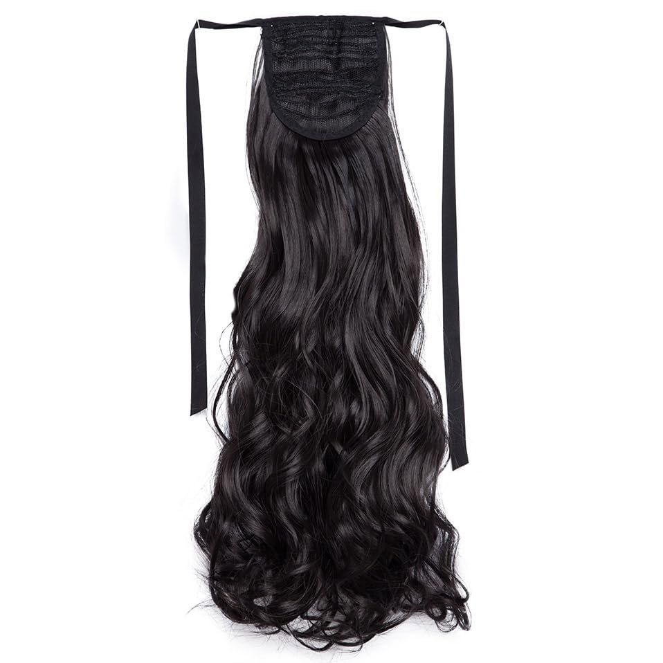 18/22'' 30-Inch Synthetic Hair Fiber Heat-Resistant Straight Hair With Ponytail Fake Hair Chip-In Hair Extensions Ponytail Tail