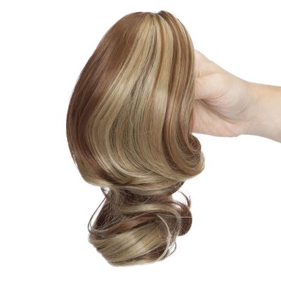 12Inch Clip In Ponytail Hair Extension Wig Straight Kinky Curly Long Synthetic Wrap Around Fake Ponytail Blonde Afro Hairpiece