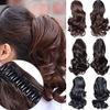 12Inch Clip In Ponytail Hair Extension Wig Straight Kinky Curly Long Synthetic Wrap Around Fake Ponytail Blonde Afro Hairpiece view 2