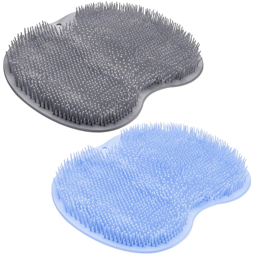 SZZYXD 2PACK Shower Foot Scrubber Mat Back Washer Back Exfoliating Bath Wash Pad Wall Mounted Slip Suction Cups Foot Scrubber for Use in Shower Cups Foot Cleaner for Men and Women