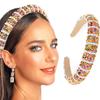Sinalty Rhinestone Headbands Bling Crystal Beaded Headband Thick Padded Hairbands Fashionable Handmade Hair Accessories for Women (Charm) view 1