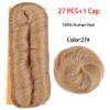 Haolocs 28 PCS Human Hair Weaves with Top Closure 27 pieces human hair quick weave blonde Brazilian Virgin Hair Weave Wavy Curly short human hair bundles with closure with Closure Free Wig (27) view 4