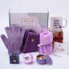 BEECO GIF2U Spa Gift Baskets for Women,Bestfriend Birthday Gifts Women Friendship,Purple Surprise Box for Women Includes Ceramic Mug,Scented Candle,Bath Salt,Soap,Exfoliating Gloves,Hair Towel,Card view 1