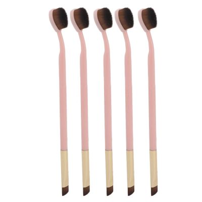 5pcs Toothbrush Foundation Brush, Super Soft Professional Makeup Brush Set, Pink Handle Double Ended Makeup Brush Cosmetic Tool, Suitable for Foundation Contour Powder Blush Concealer