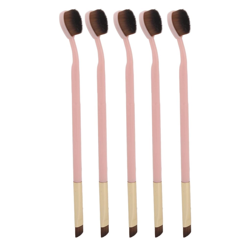 5pcs Toothbrush Foundation Brush, Super Soft Professional Makeup Brush Set, Pink Handle Double Ended Makeup Brush Cosmetic Tool, Suitable for Foundation Contour Powder Blush Concealer