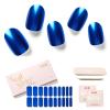 NAILOG Semi Cured Gel Nail Strips (20 Extra Long Stickers/Wraps) | Buy 2 Get 1 UV Lamp| Glossy & Long Lasting Soft Gel Finishing | Sapphire Blue view 1