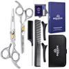 Equinox Professional Hair Scissors Set - Premium Essential Kit, Includes Hair Cutting Scissors, Thinning Shears, Straight Razor, Basic Comb, Cleaning Cloth, & Sandpaper - Hair Salon & Barber Supplies view 1