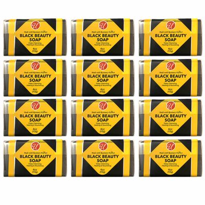 12 Pc Bulk Beauty Bars African Black Soap Natural Rosemary Extract Skin Care 4oz