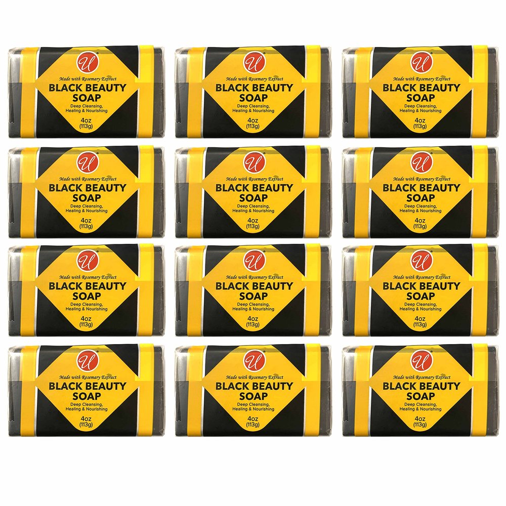 12 Pc Bulk Beauty Bars African Black Soap Natural Rosemary Extract Skin Care 4oz