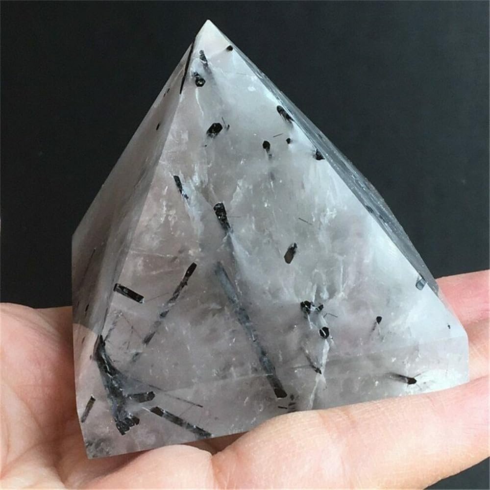 AtkitS Natural Tourmaline Quartz Crystal Pyramid Healing (Size : 100-150g)