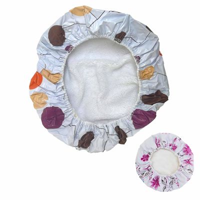 4 Pc Shower Cap Kids Teen Terry Lining Hair Drying Bouffant Pouch Bath Hat Spa 4 Shower Cap Terry Cloth Lined Bouffant Pouch Hat Bath Hair Drying Waterproof Bathing Spa Women Reusable Stylish Beauty