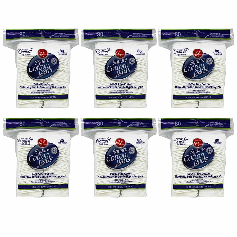 480ct 100% Pure Cotton Squares Pads Cosmetic Face Makeup Remover Hypoallergenic