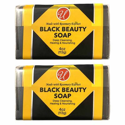 2 Pc African Black Soap Beauty Bar Rosemary Extract All Natural Skin Care 4oz
