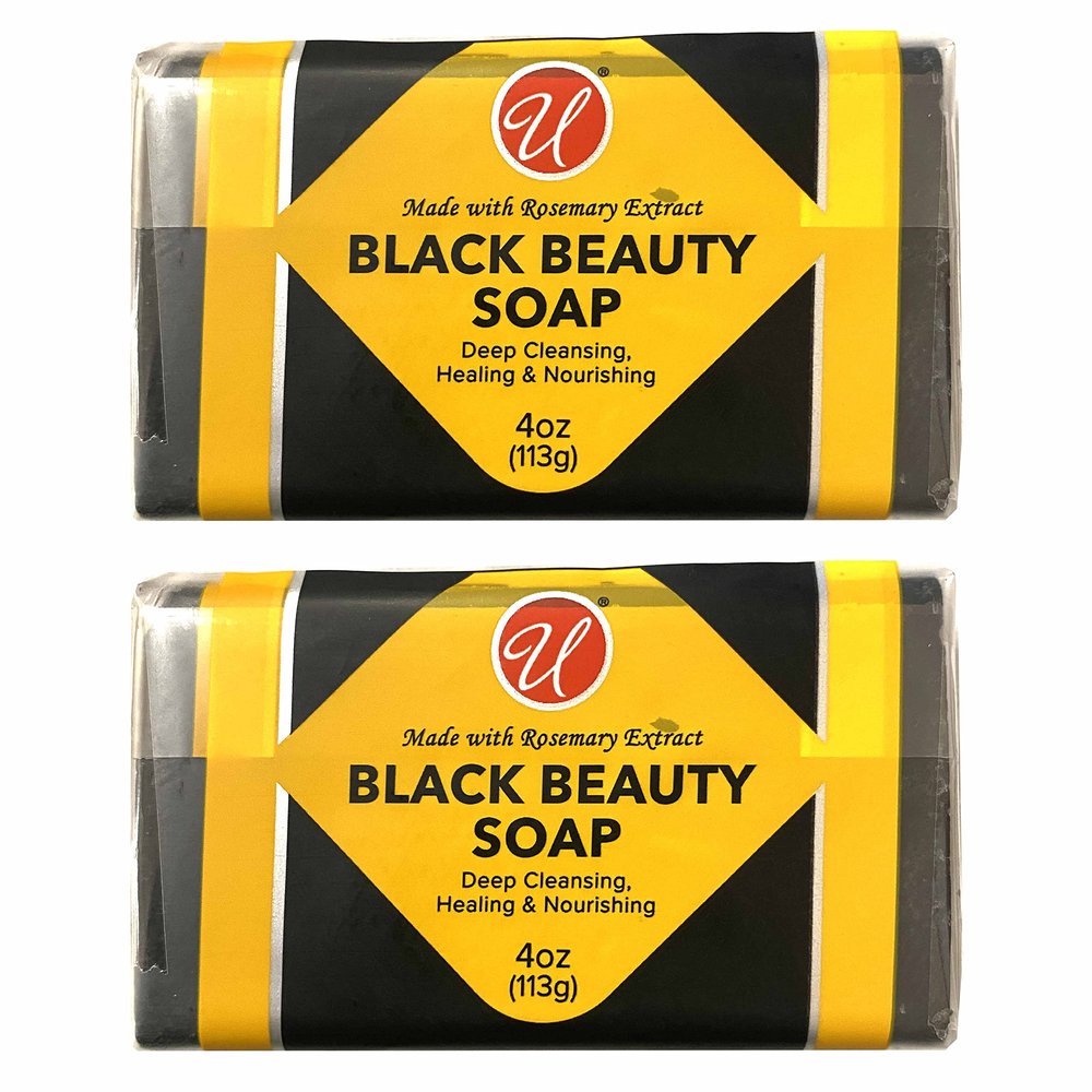 2 Pc African Black Soap Beauty Bar Rosemary Extract All Natural Skin Care 4oz