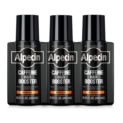 Alpecin Caffeine Hair Booster with Bold Fragrance 6.76 Fl Oz (Pack of 3) I Hair Performance Enhancer I Promotes Natural Hair Growth and Thickness I Energizes Scalp