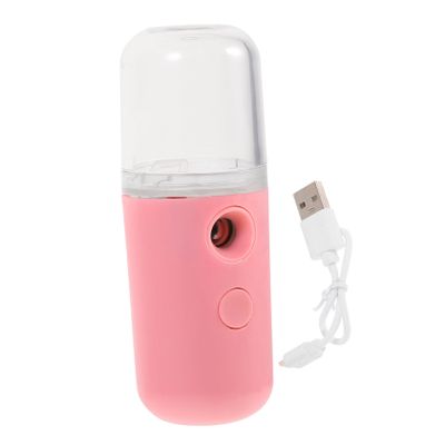 FRCOLOR USB Nano Mist Facial Sprayer Handheld Hydrating Device for Skin Care Portable Steamer for Moisturizing and Refreshing for Makeup and Daily Use Pink