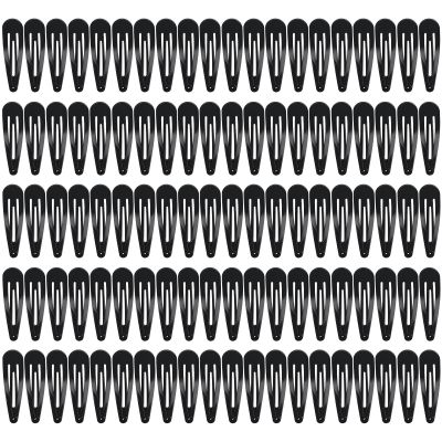 100Pcs Snap Hair Clips, Sublaga 2 Inch Bend Hair Clips, Metal Barrettes, No Slip Cute Solid Candy Color Hair Accessories for Girls, Women, Kids Teens or Toddlers (100pcs Black)