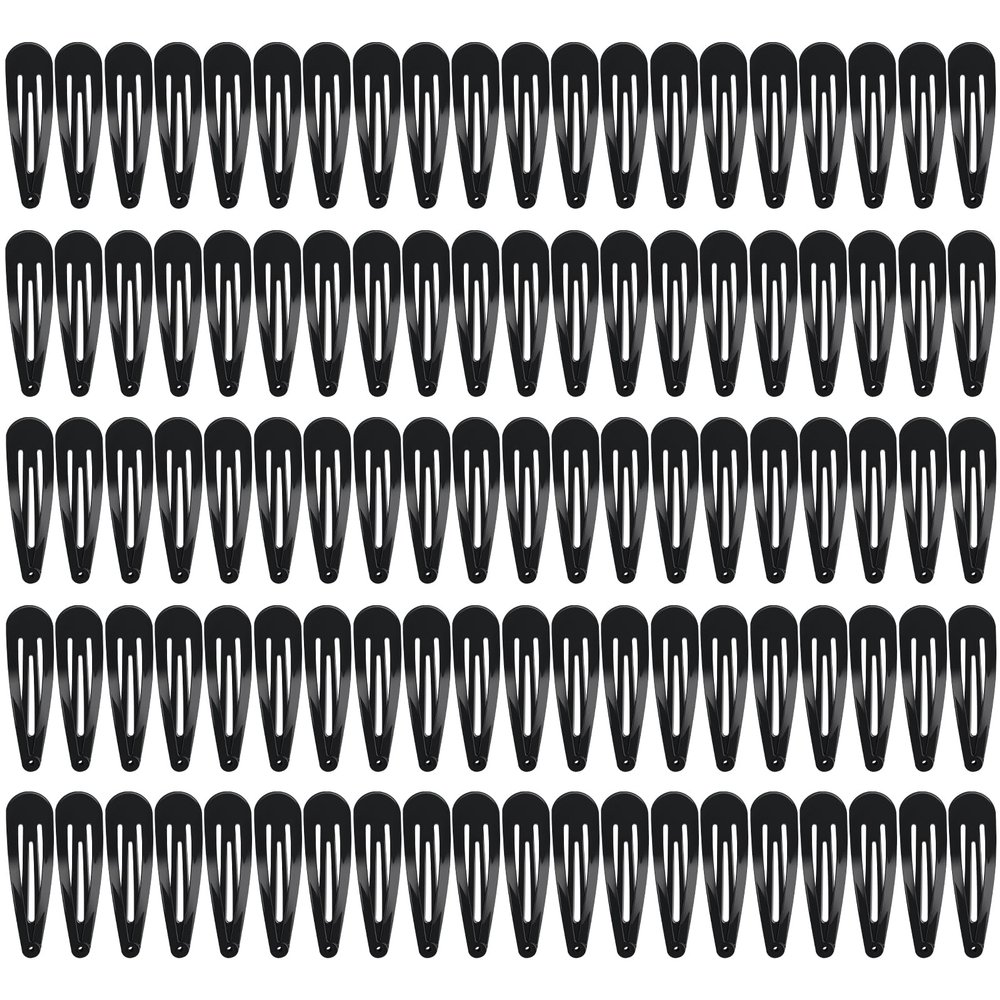 100Pcs Snap Hair Clips, Sublaga 2 Inch Bend Hair Clips, Metal Barrettes, No Slip Cute Solid Candy Color Hair Accessories for Girls, Women, Kids Teens or Toddlers (100pcs Black)
