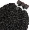 10inch Curly Virgin Human Hair Bulk for Braiding No Weft Micro Braids Brazilian Remy Human Hair Bulk Extension 100g/Bundle Natural Black Weaving Extensions 2Bundles view 2