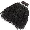 10inch Curly Virgin Human Hair Bulk for Braiding No Weft Micro Braids Brazilian Remy Human Hair Bulk Extension 100g/Bundle Natural Black Weaving Extensions 2Bundles view 4