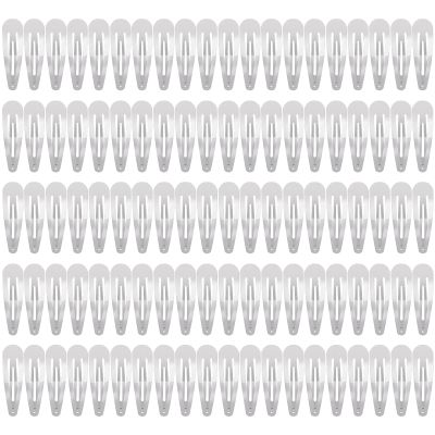 100Pcs Snap Hair Clips, Sublaga 2 Inch Bend Hair Clips, Metal Barrettes, No Slip Cute Solid Candy Color Hair Accessories for Girls, Women, Kids Teens or Toddlers (100pcs Silver)