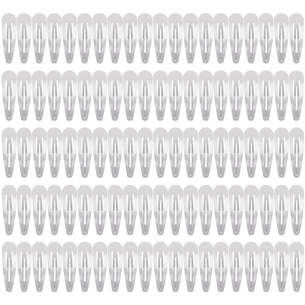 100Pcs Snap Hair Clips, Sublaga 2 Inch Bend Hair Clips, Metal Barrettes, No Slip Cute Solid Candy Color Hair Accessories for Girls, Women, Kids Teens or Toddlers (100pcs Silver)